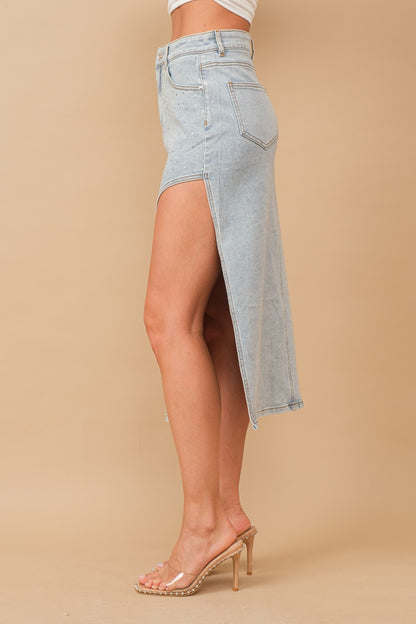 Natalie Mid Rise Denim Skirt