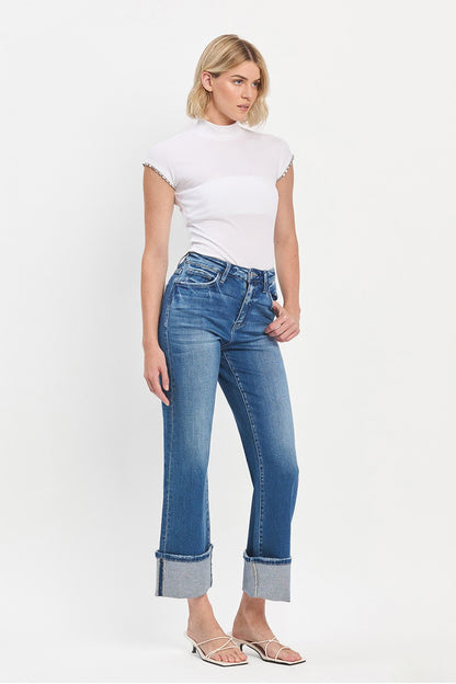 Kate 90'S VINTAGE SUPER HIGH RISE CUFFED FLARE JEANS