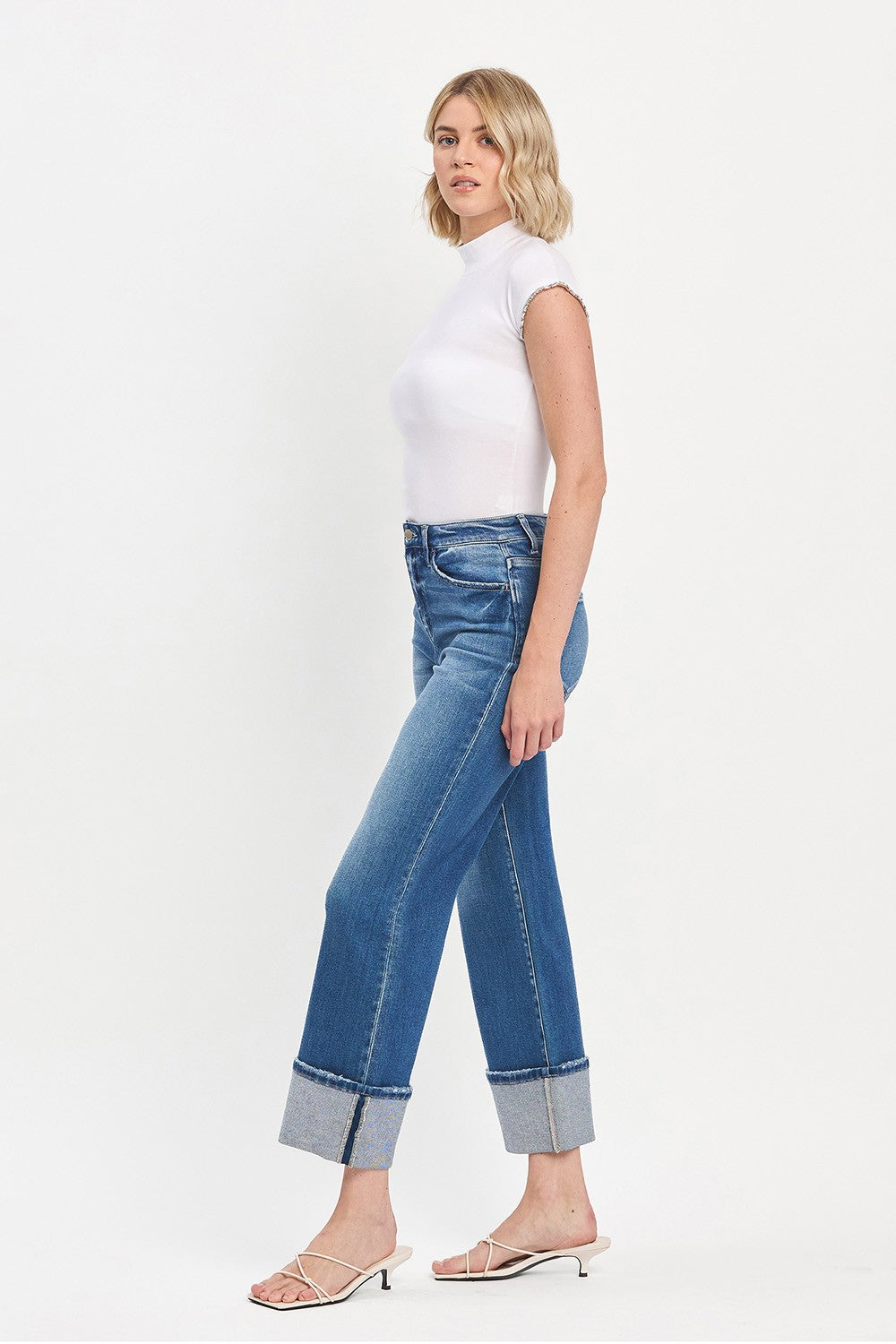 Kate 90'S VINTAGE SUPER HIGH RISE CUFFED FLARE JEANS