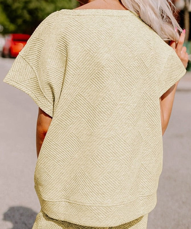 Stacy-2 Textured Top and Pants Set