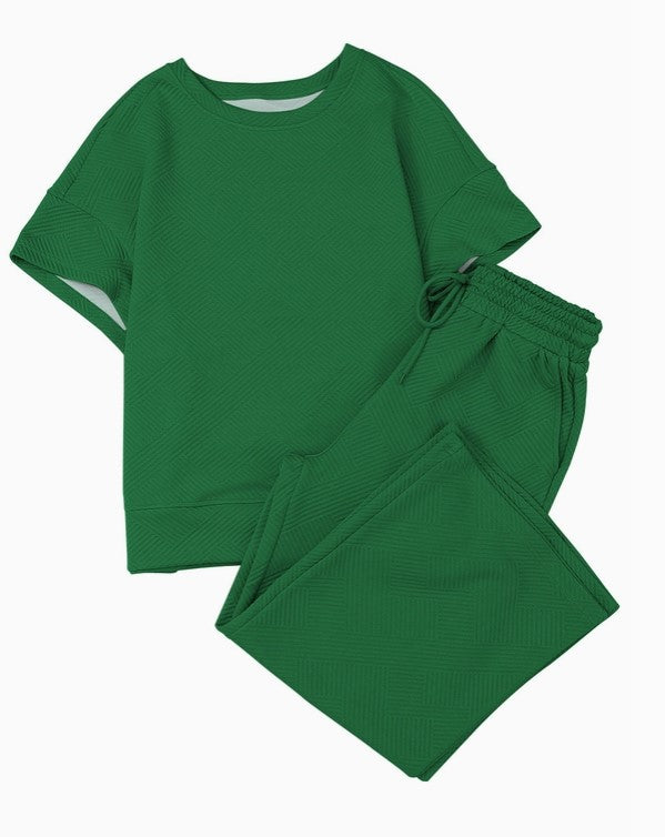 Stacy Textured Top and Pants Set